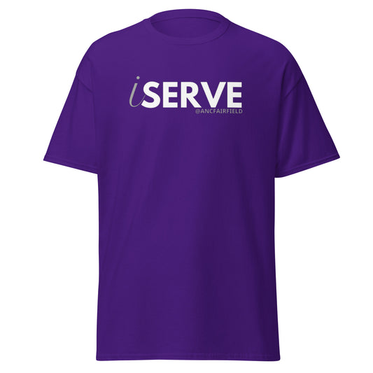 IServe Purple Unisex Shirt w/Red Letters (available for pickup)