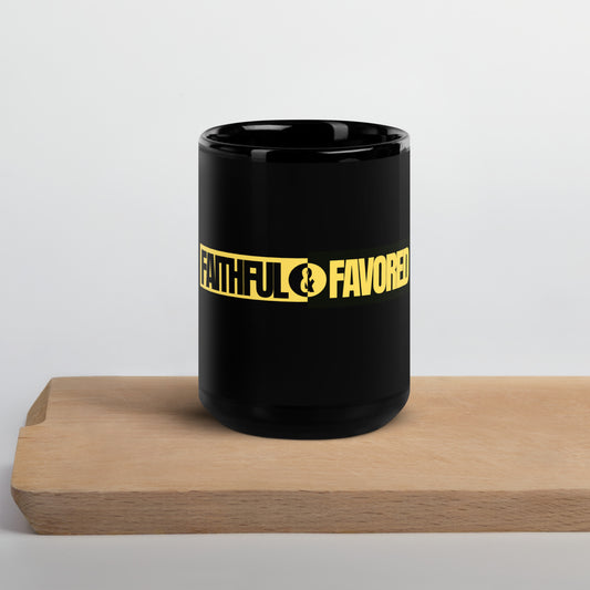 Faithful & Favored Black Coffee Mug